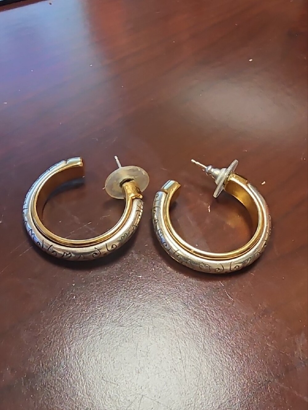 Brighton Gold-Tone Engraved Hoop Earrings - Picture 3 of 3